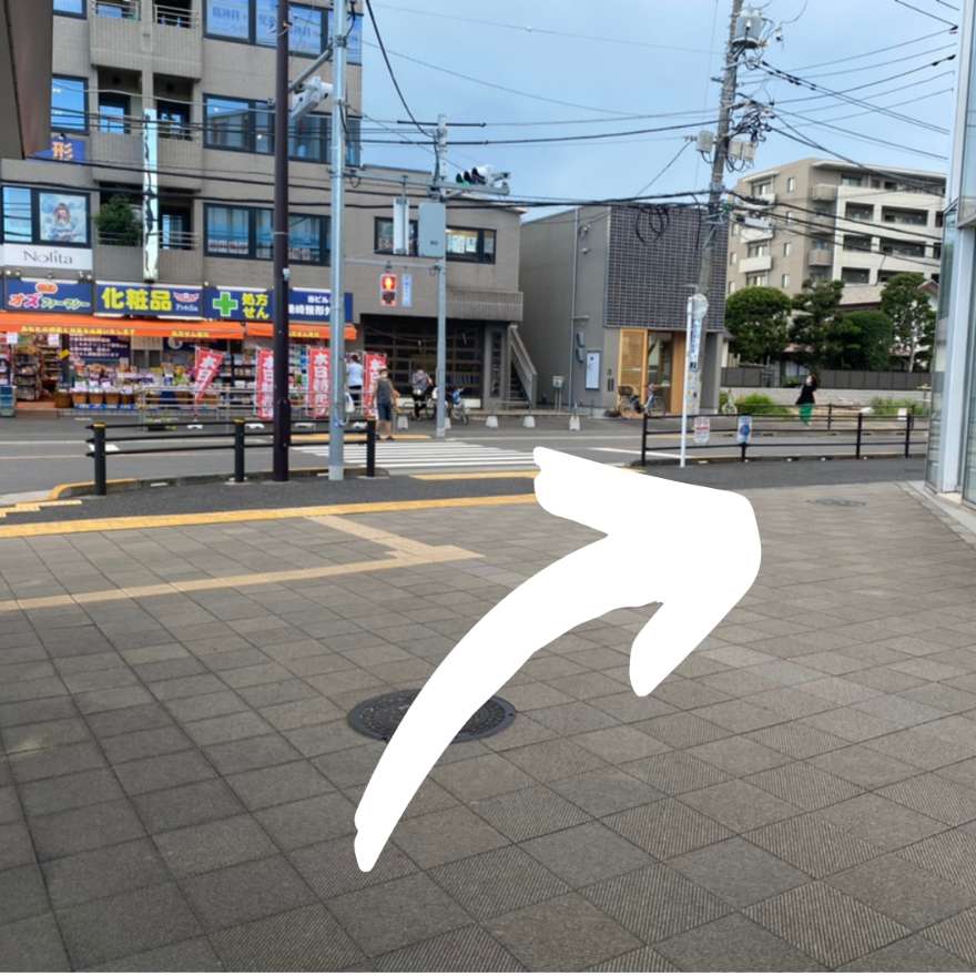 オズファーマシー布田駅前薬局さんの横断歩道手前を右に曲がります。